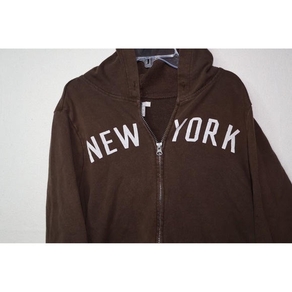 Old Navy Womens Brown New York Graphic Full Zip Hoodie Sweatshirt XL - Picture 2 of 4
